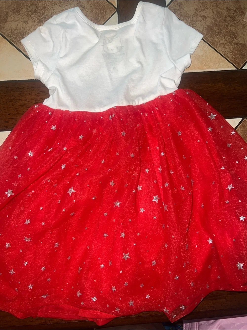 Hello Kitty White & Red Star Tulle Dress for Girls